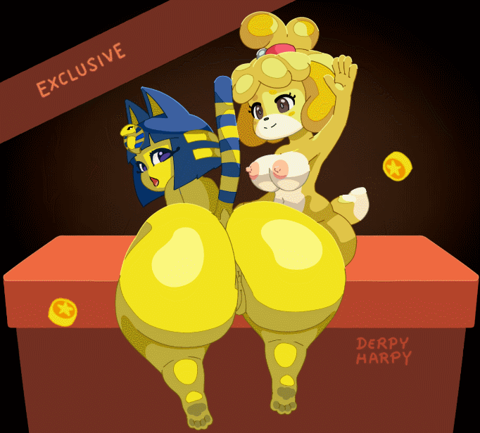 ankha+isabelle (animal crossing)